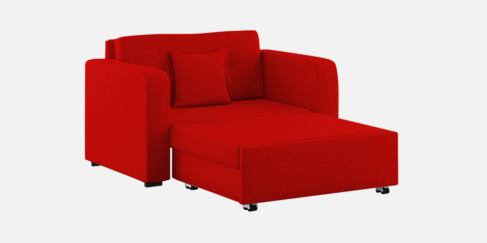 Rocky Fabric 2 Seater Pull Out Sofa Cum Bed In Ruby Red Colour With Storage - Febonic Living