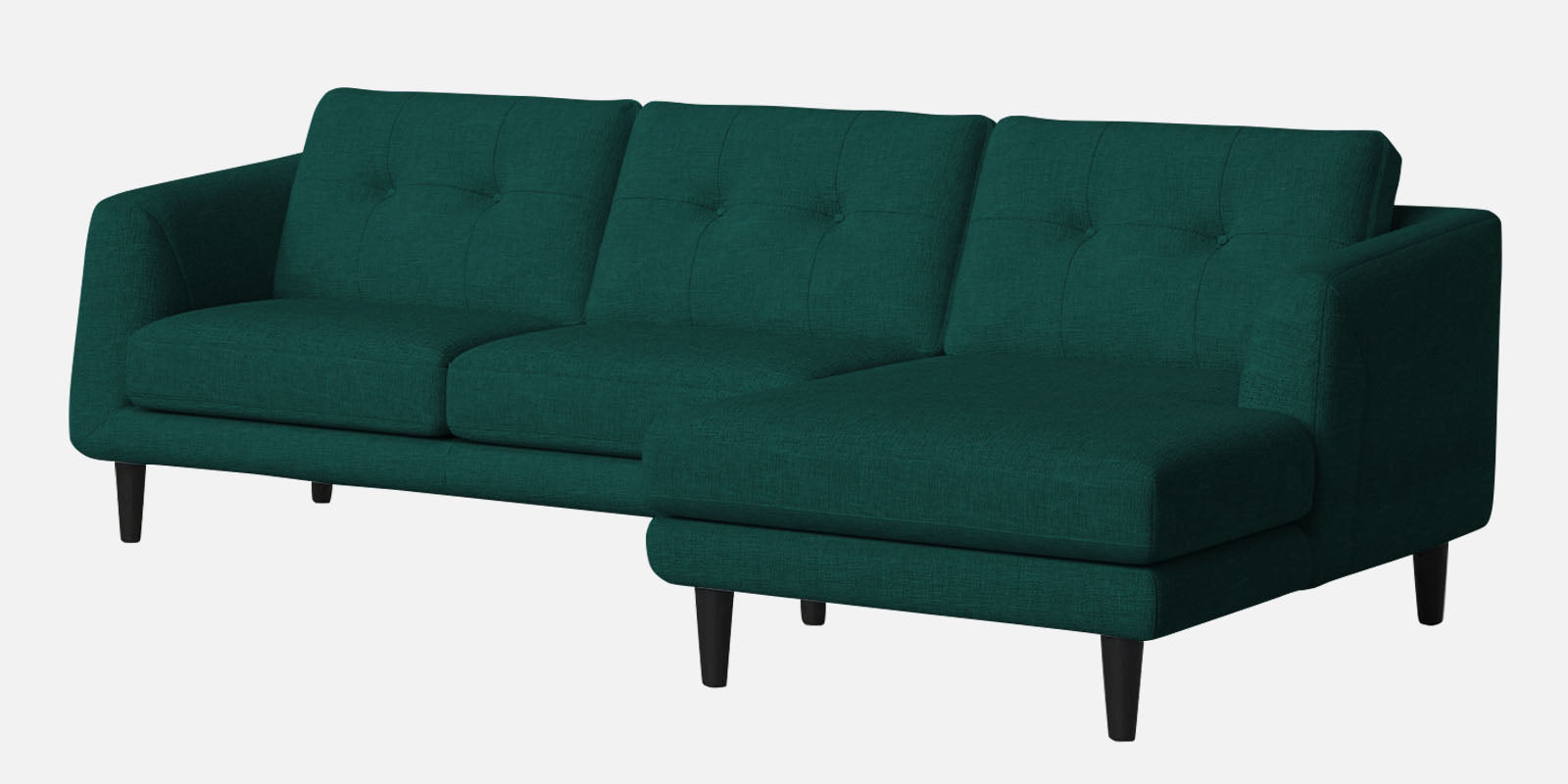 Natasha Velvet LHS Sectional Sofa (3+Lounger) In Forest Green Colour - Febonic Living