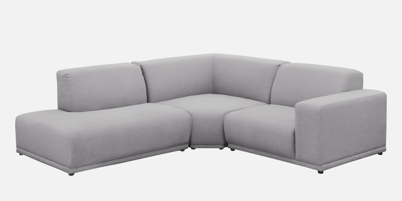 Adam Fabric LHS Sectional Sofa (3+Ottoman Lounger) In Lit Grey Colour - Febonic Living