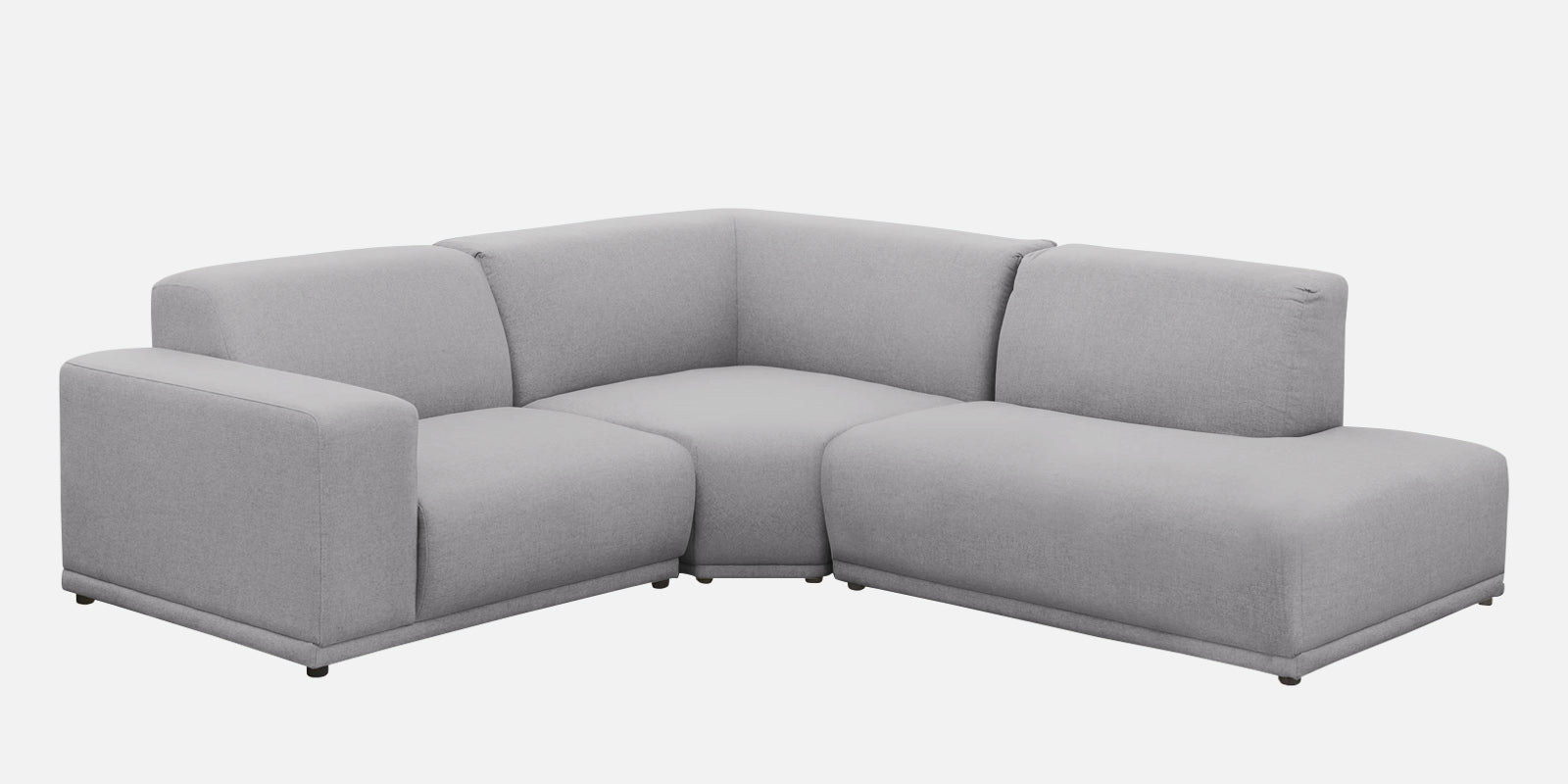 Adam Fabric RHS Sectional Sofa (3+Ottoman Lounger) In Lit Grey Colour - Febonic Living