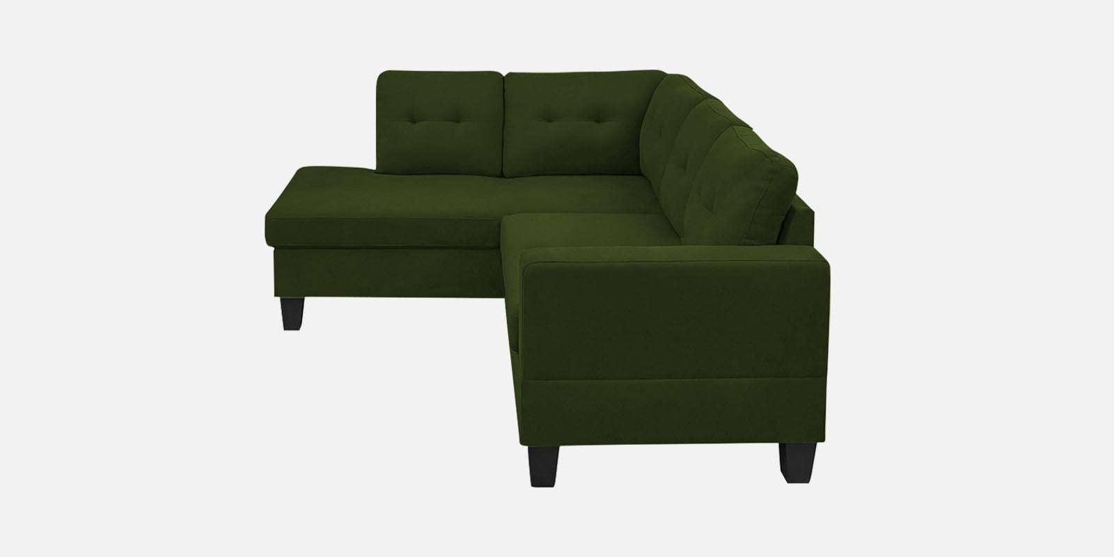Thomas Fabric RHS Sectional Sofa (2+Lounger) In Olive Green Colour - Febonic Living