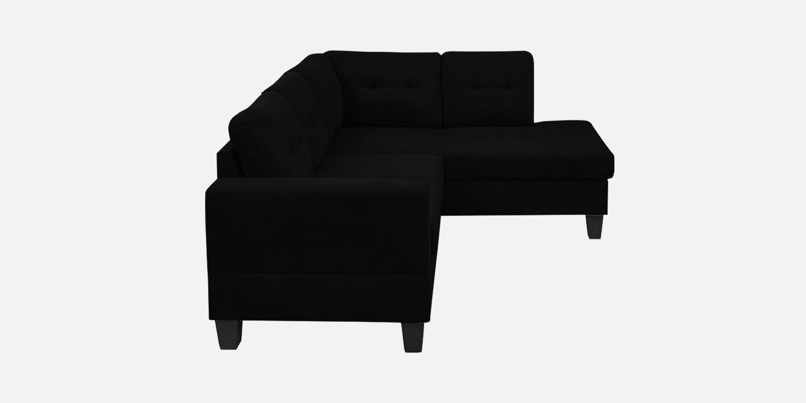 Thomas Fabric LHS Sectional Sofa (2+Lounger) In Zed Black Colour - Febonic Living