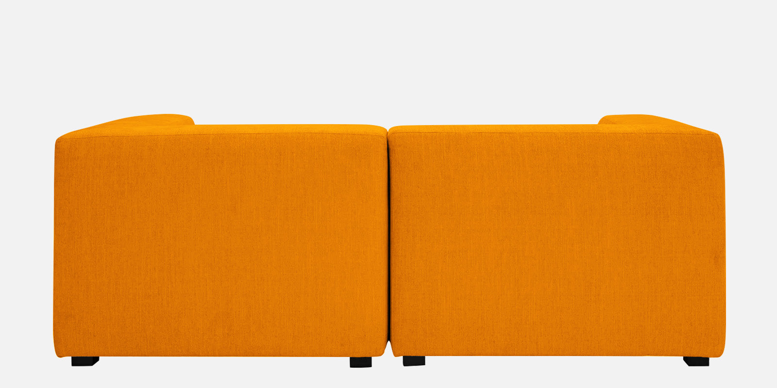 Dora Velvet LHS Sectional Sofa (2+Ottoman Lounger) In Saffron Yellow Colour - Febonic Living