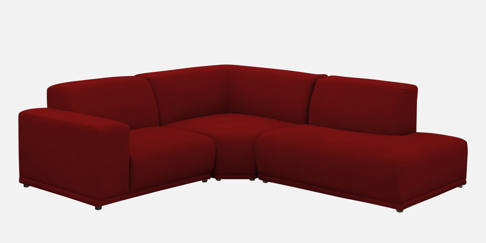 Adam Fabric RHS Sectional Sofa (3+Ottoman Lounger) In Blood Maroon Colour - Febonic Living