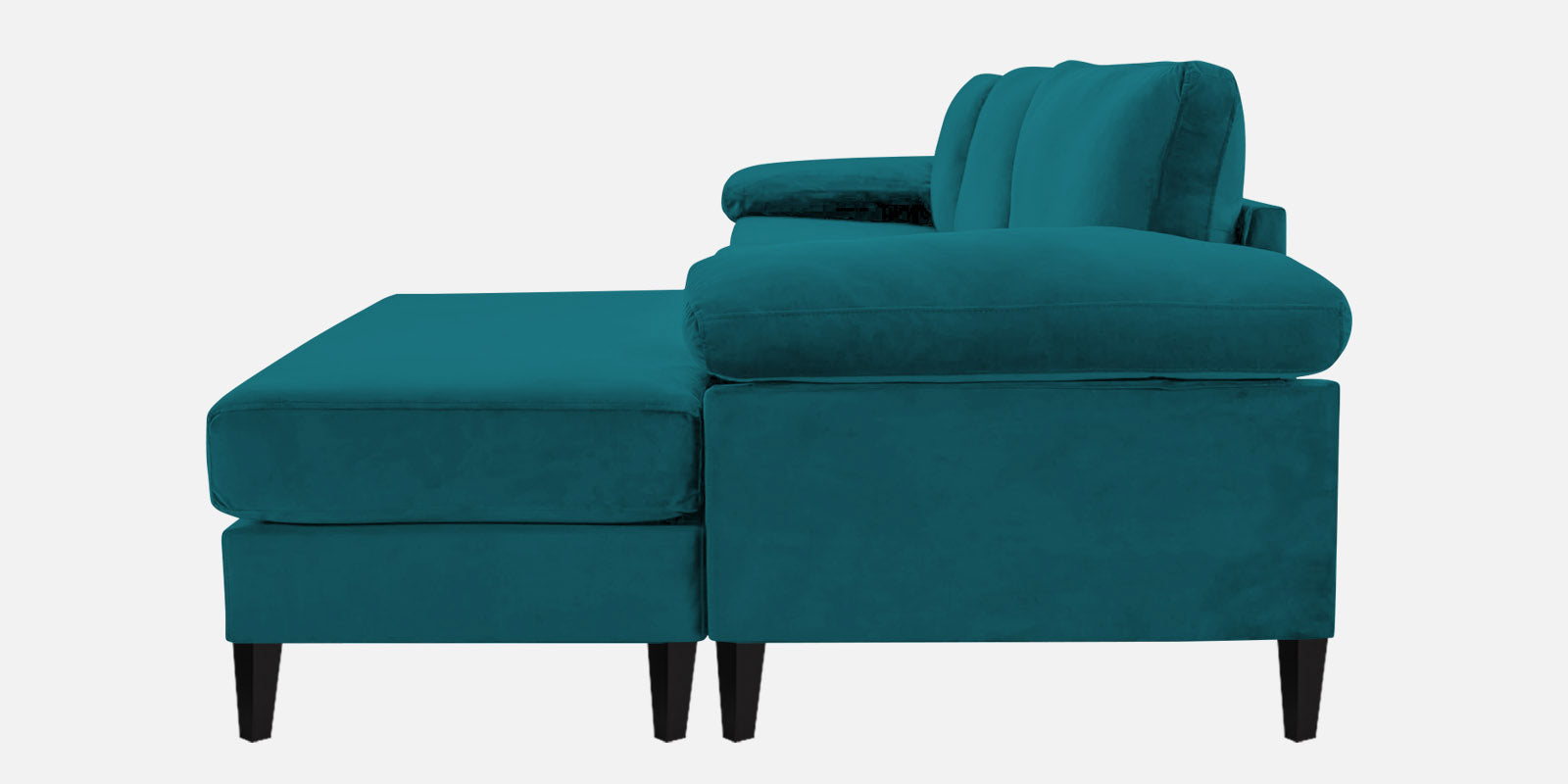 Vegas Velvet LHS Sectional Sofa (3+Lounger) In Pine Green Colour - Febonic Living
