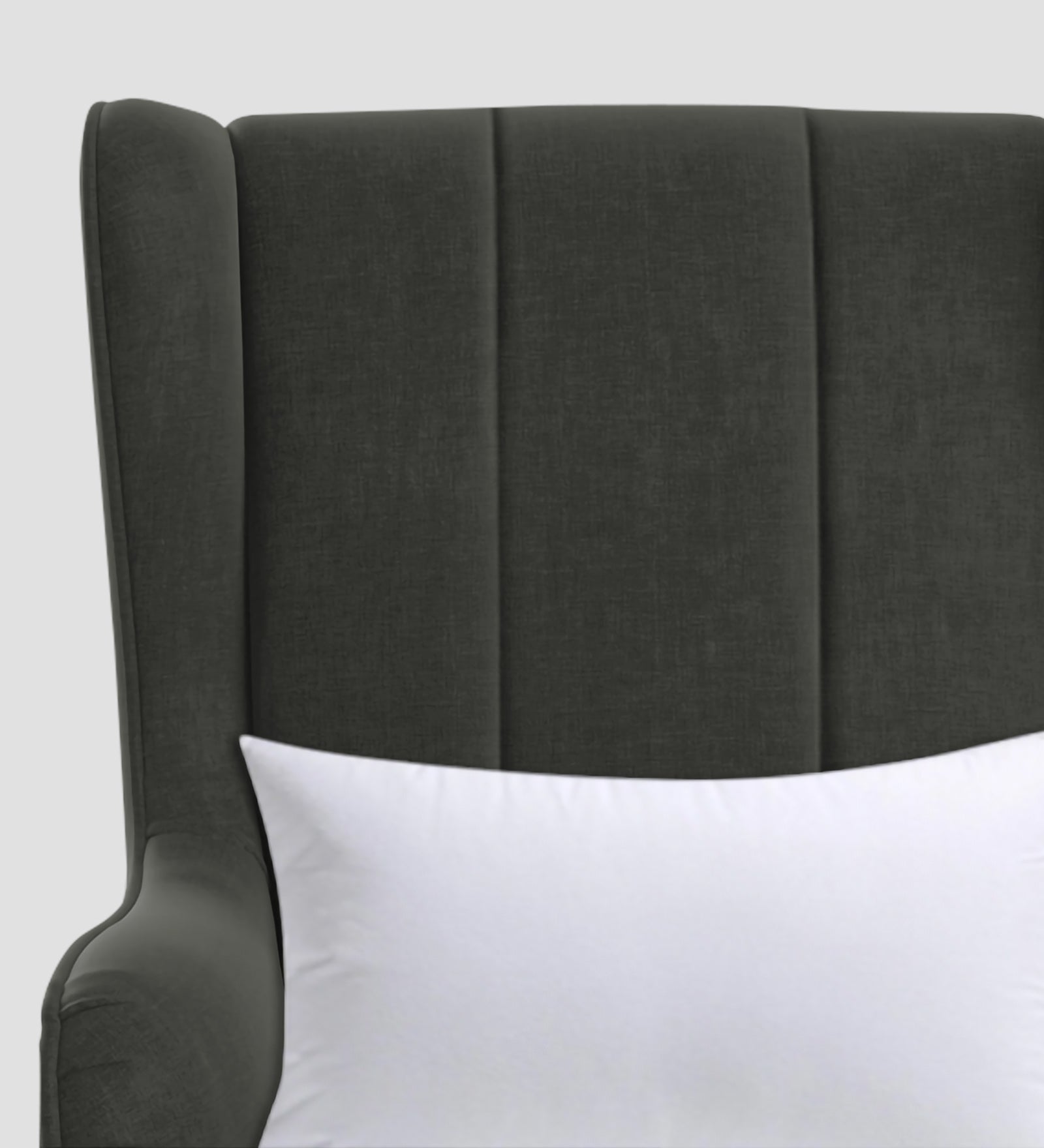 Niya Velvet Wing Chair In Hory Grey Colour - Febonic Living