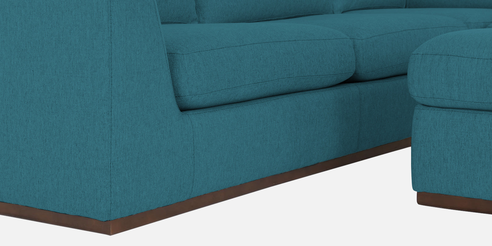 Freedom Velvet 6 Seater RHS Corner Sofa In Aqua Blue Colour With Ottoman - Febonic Living