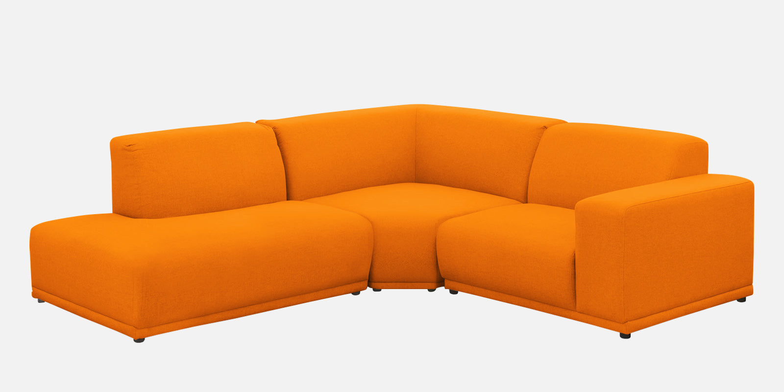 Adam Fabric LHS Sectional Sofa (3+Ottoman Lounger) In Vivid Orange Colour - Febonic Living