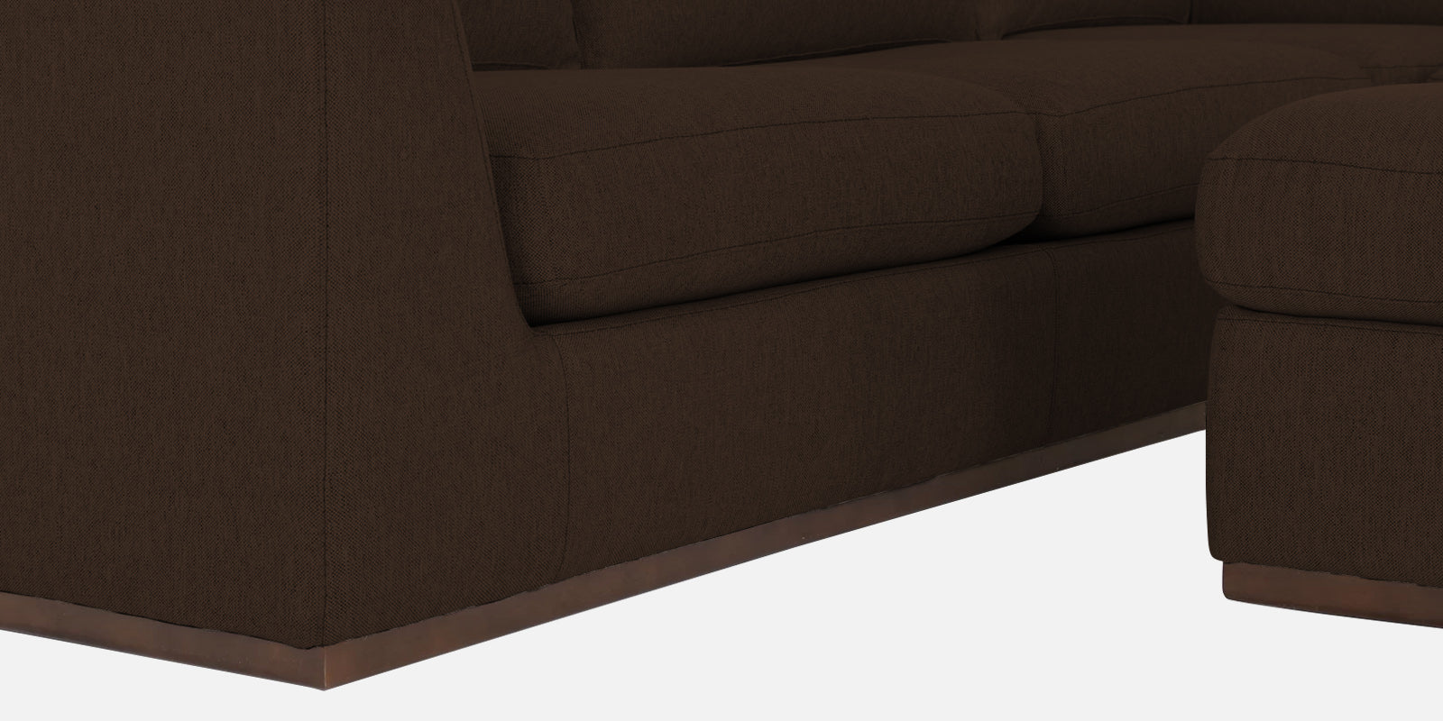 Freedom Velvet 6 Seater RHS Corner Sofa In Cholocate Brown Colour With Ottoman - Febonic Living