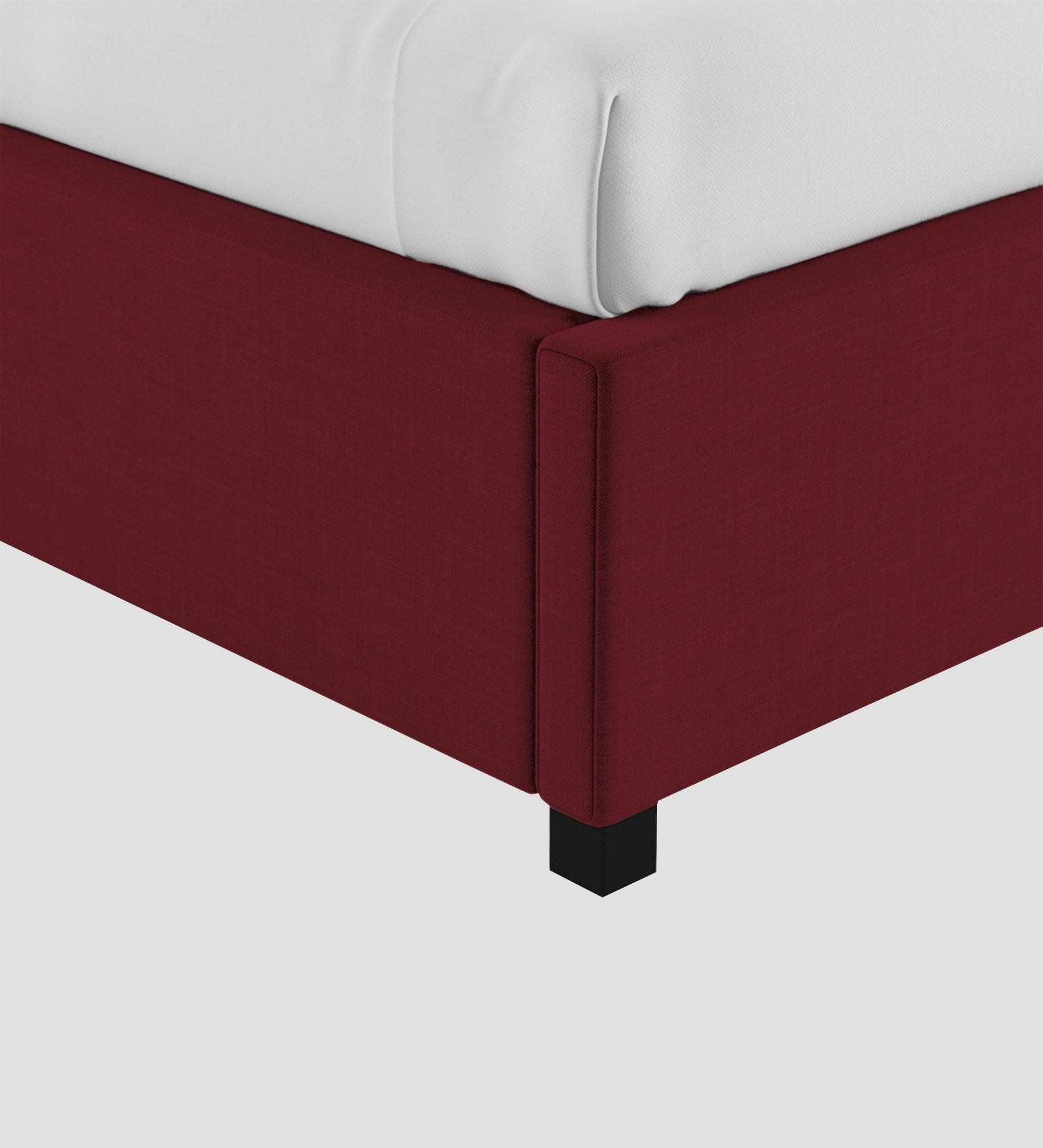 Isko Fabric Upholstered Single Bed in Blood Maroon Colour with Box Storage - Febonic Living