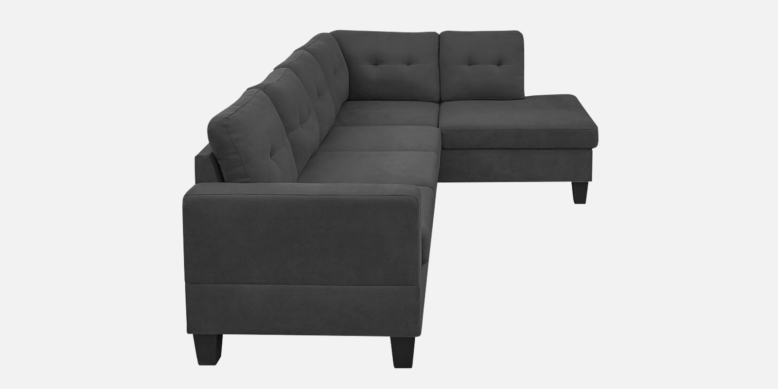 Thomas Fabric LHS Sectional Sofa (3+Lounger) In Charcoal Grey Colour - Febonic Living
