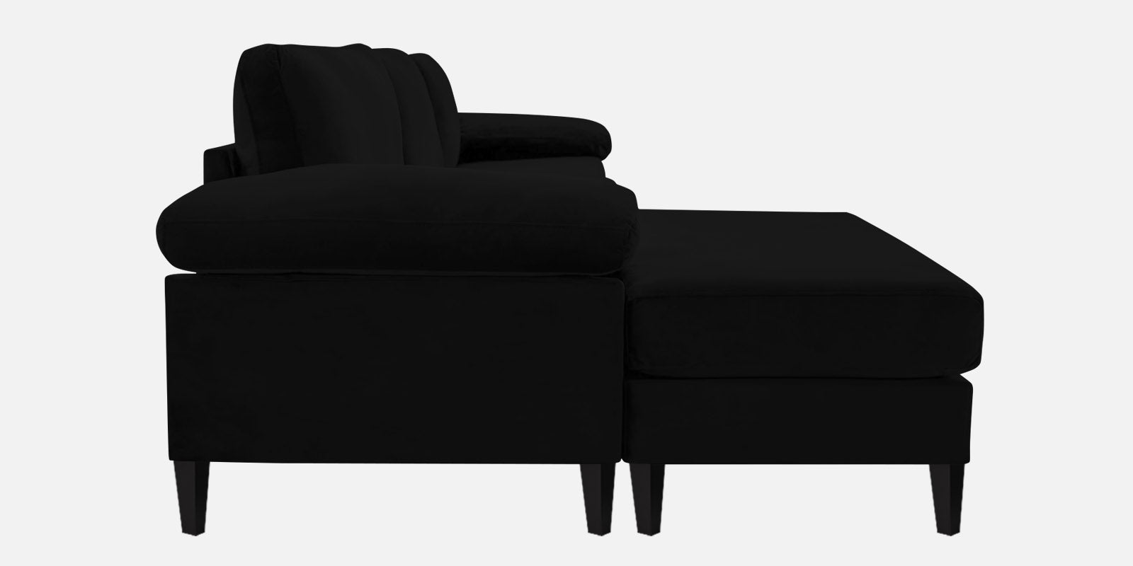Vegas Velvet RHS Sectional Sofa (3+Lounger) In Adam Black Colour - Febonic Living