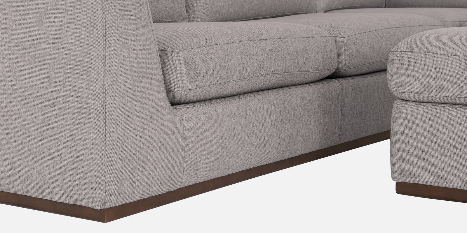 Freedom Velvet 6 Seater RHS Corner Sofa In Pearl Grey Colour With Ottoman - Febonic Living