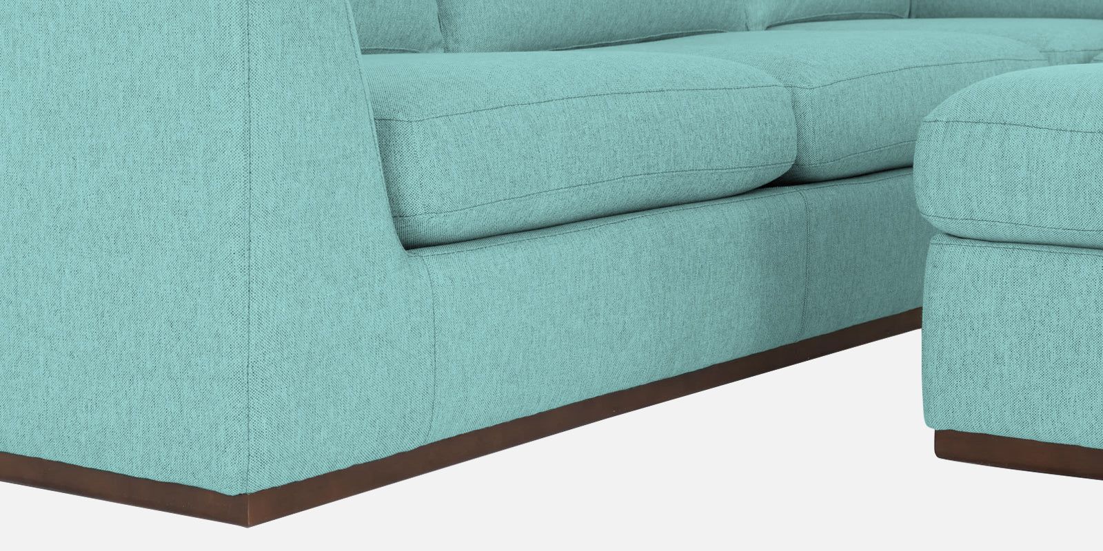 Freedom Velvet 6 Seater RHS Corner Sofa In Barmunda Aqua Colour With Ottoman - Febonic Living