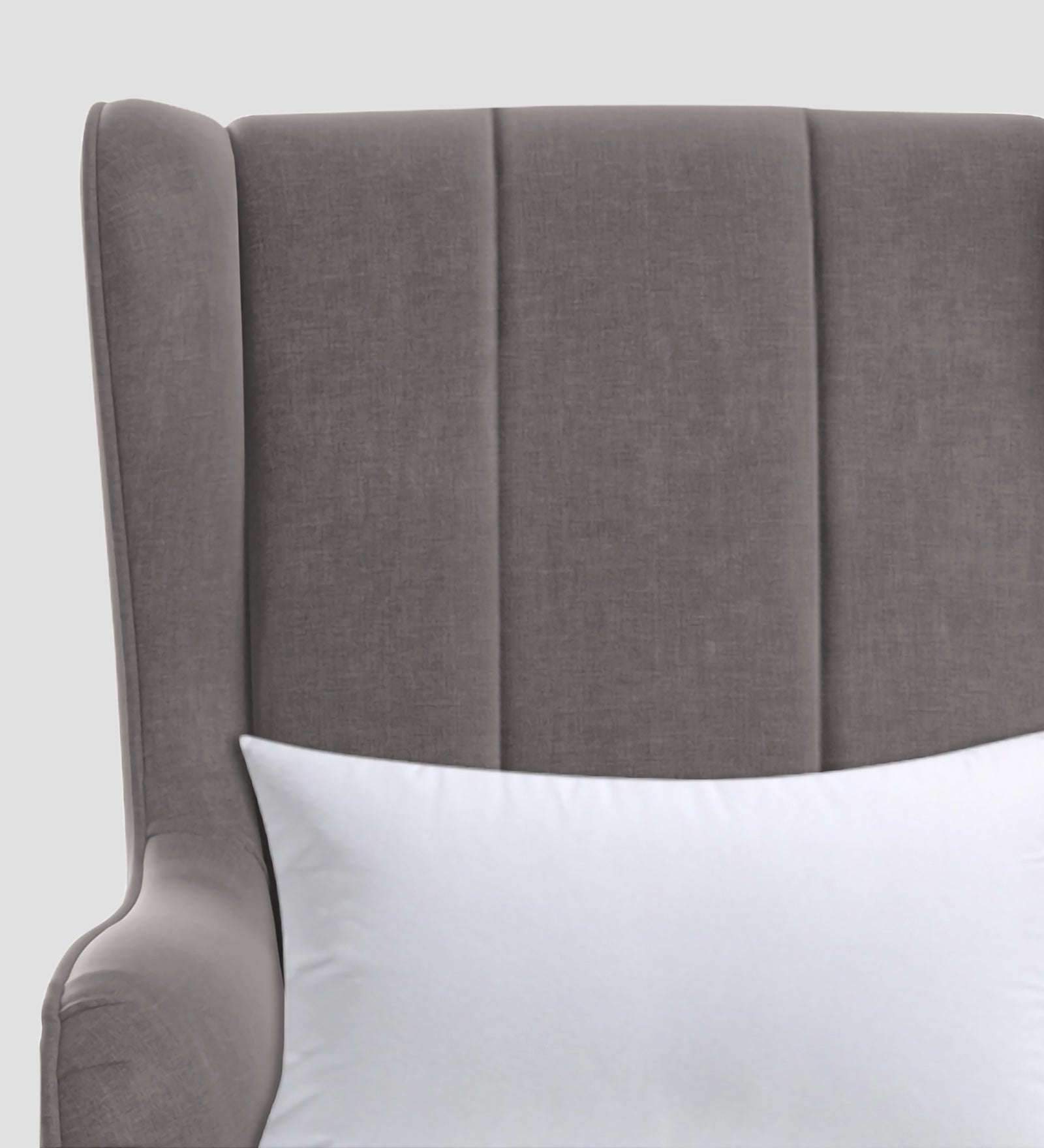 Niya Velvet Wing Chair In Pearl Grey Colour - Febonic Living