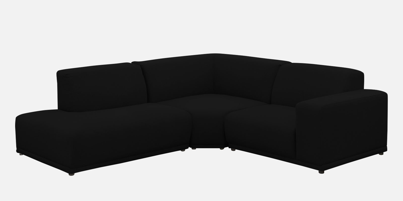 Adam Fabric LHS Sectional Sofa (3+Ottoman Lounger) In Zed Black Colour - Febonic Living