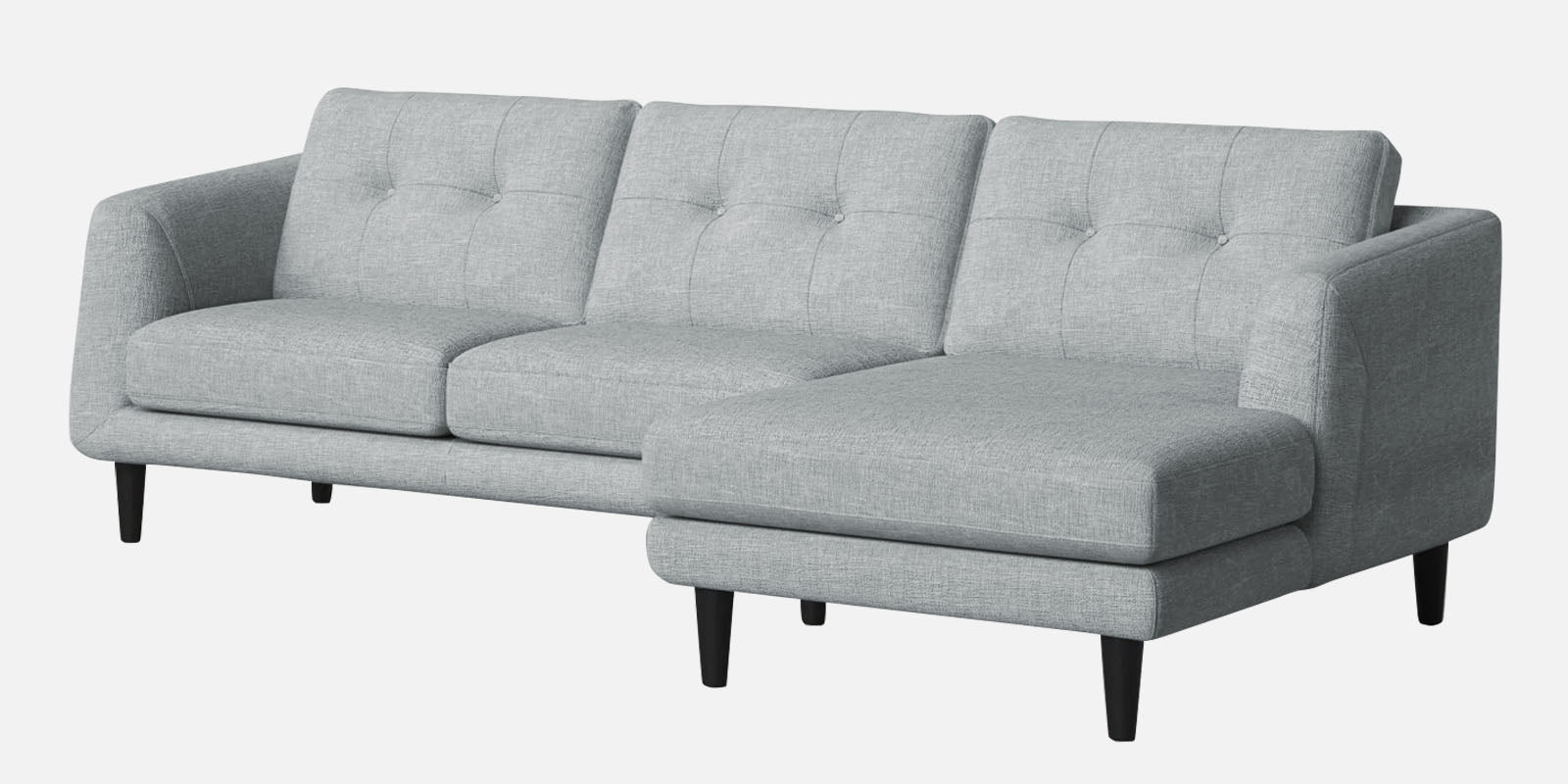 Natasha Velvet LHS Sectional Sofa (3+Lounger) In Pearl grey Colour - Febonic Living