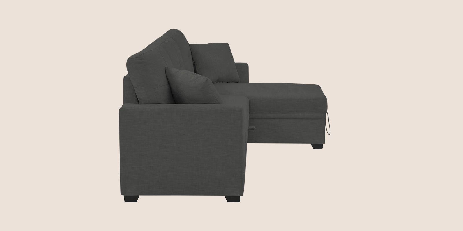 Jody Fabric 3 Seater Pull Out Sofa Cum Bed In Charcoal Grey Colour With Storage - Febonic Living