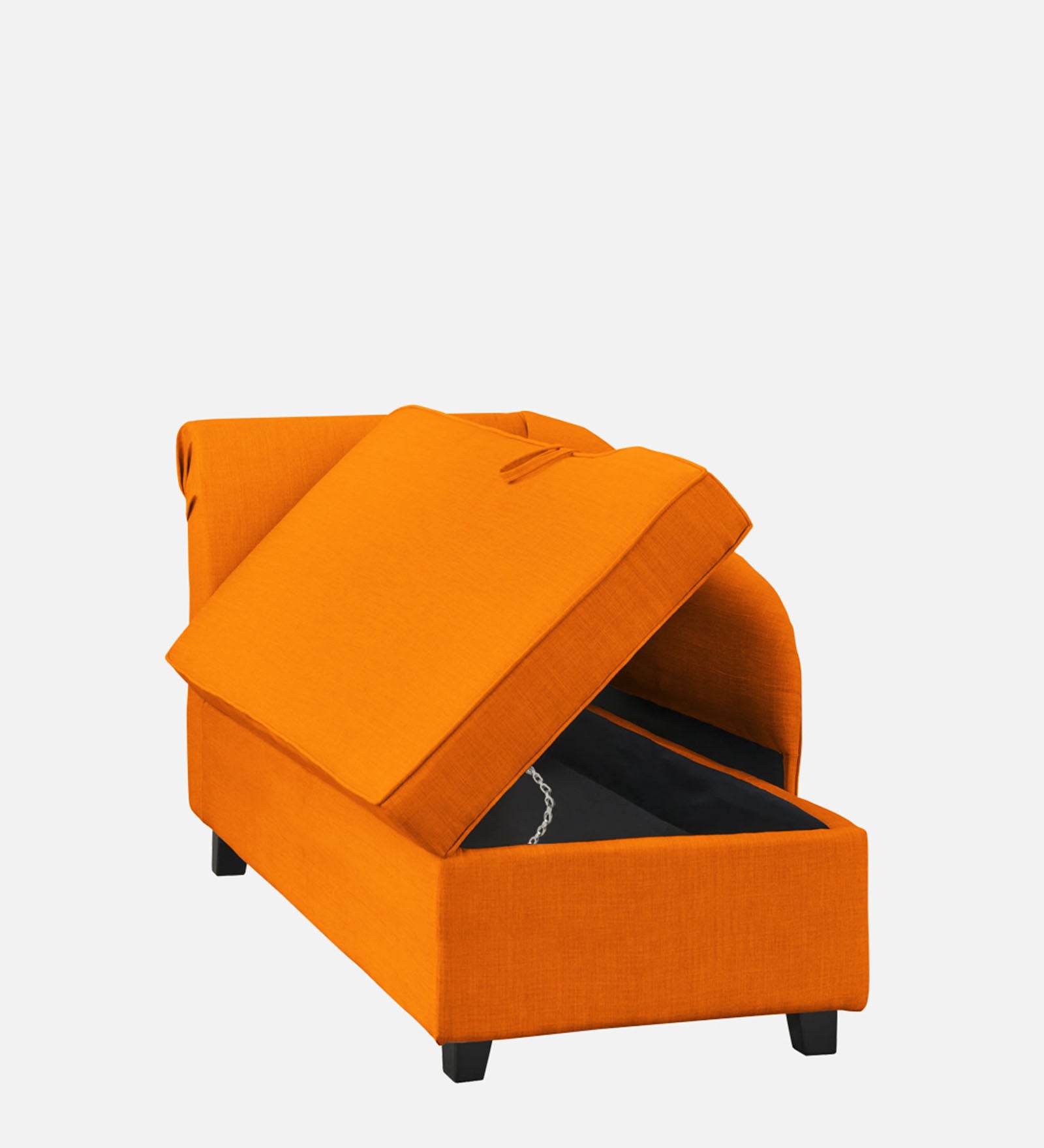 Toppy Fabric RHS Chaise Lounger In Vivid Orange Colour With Storage - Febonic Living