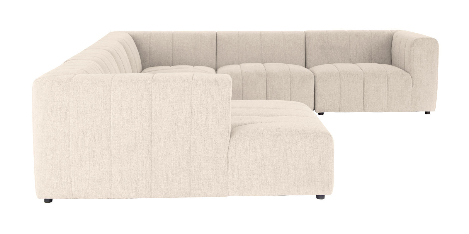 Damo Fabric RHS 8 Seater Corner Sofa In Ivory Beige Colour - Febonic Living