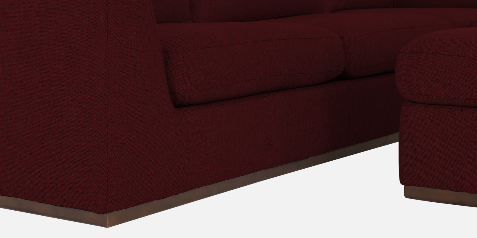 Freedom Velvet 6 Seater RHS Corner Sofa In Dark Maroon Colour With Ottoman - Febonic Living