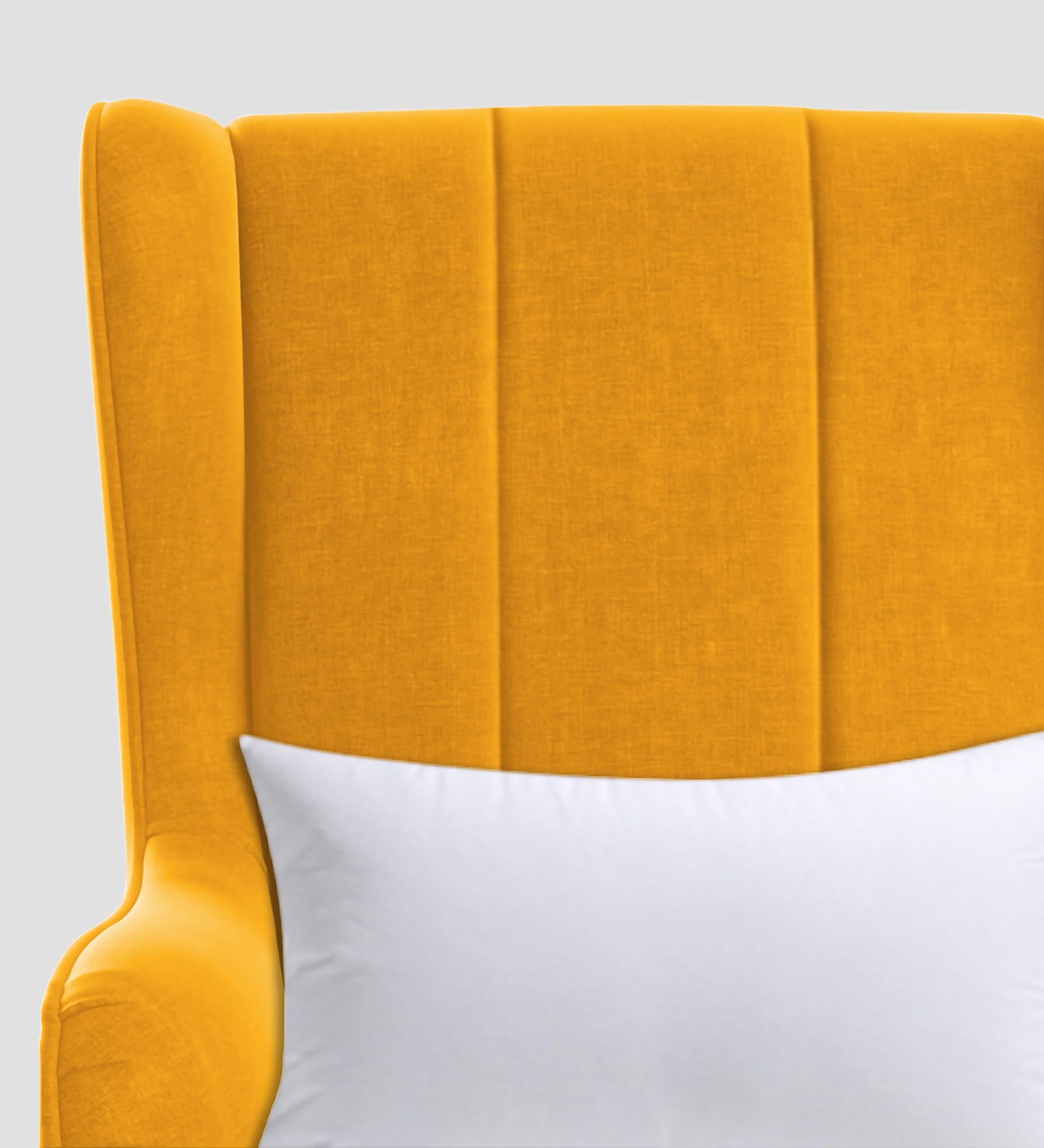 Niya Velvet Wing Chair In Safforn Yellow Colour - Febonic Living