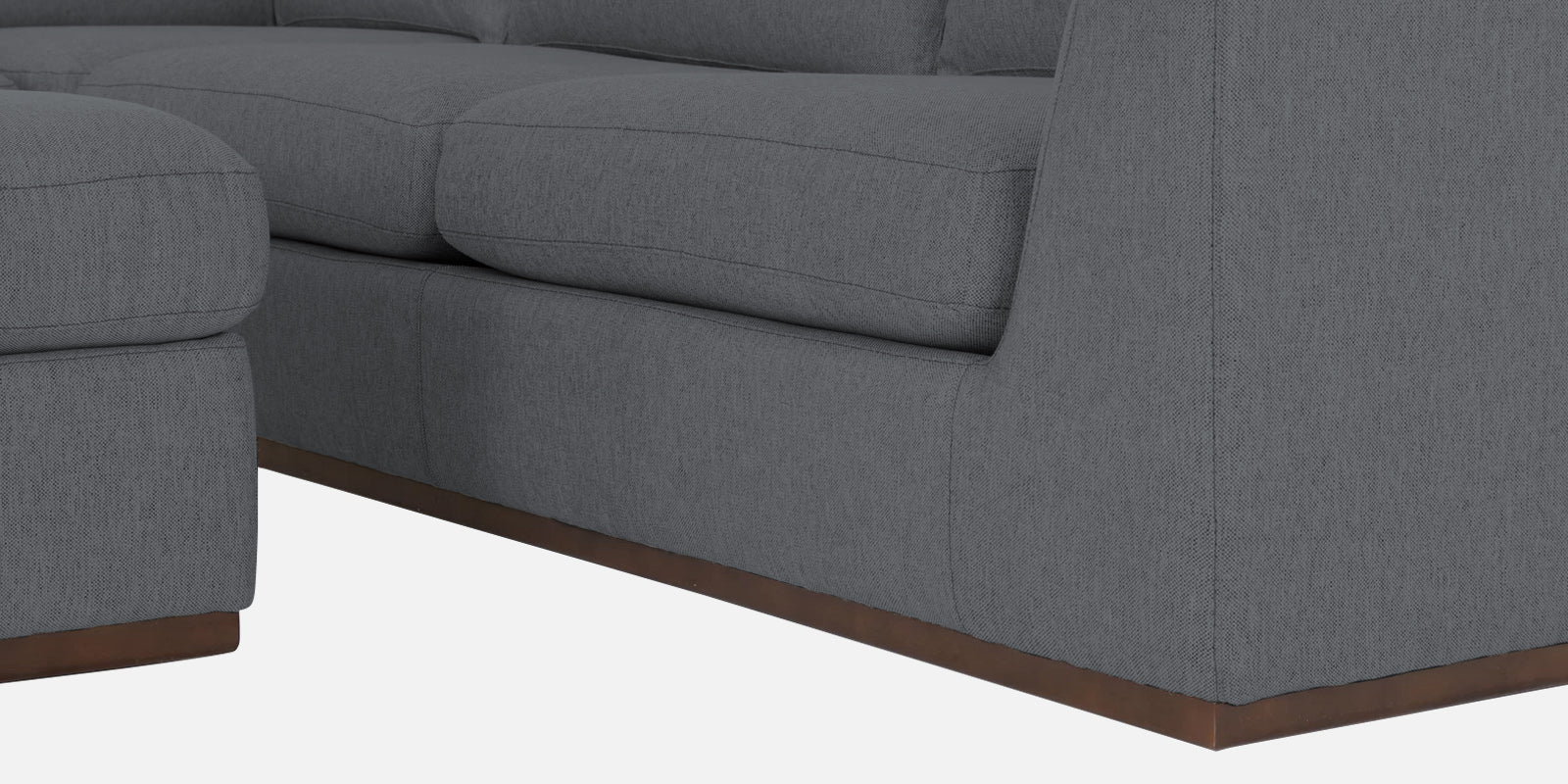 Freedom Velvet 6 Seater LHS Corner Sofa In Pubble Grey Colour With Ottoman - Febonic Living
