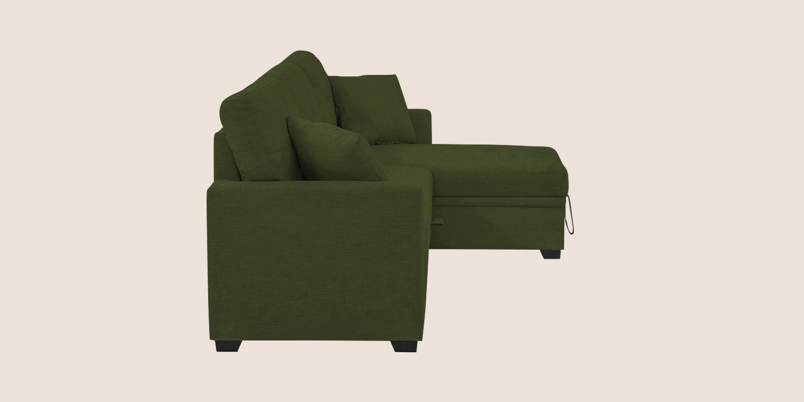 Jody Fabric 3 Seater Pull Out Sofa Cum Bed In Olive Green Colour With Storage - Febonic Living