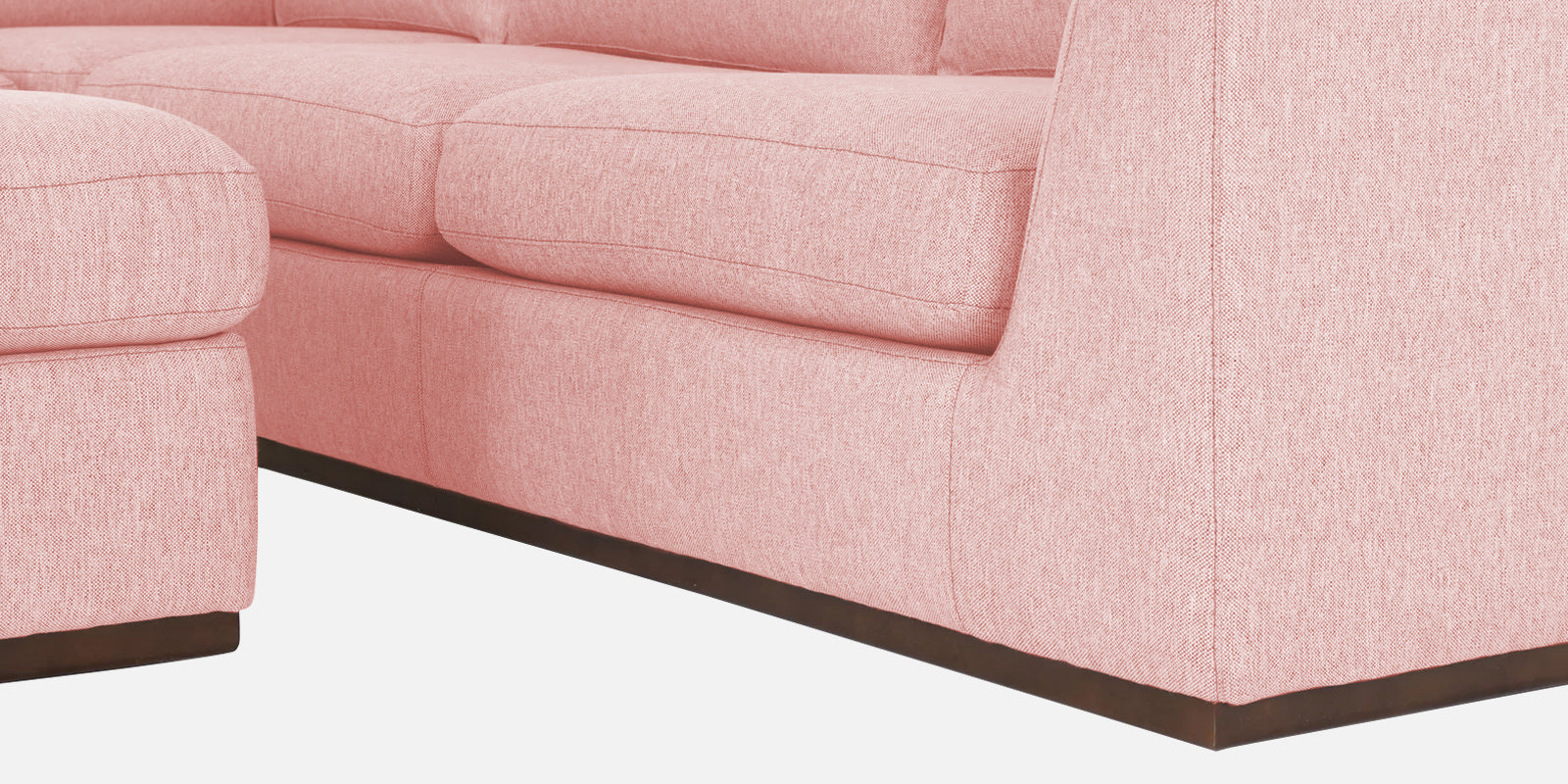 Freedom Velvet 6 Seater LHS Corner Sofa In Millennial Pink Colour With Ottoman - Febonic Living