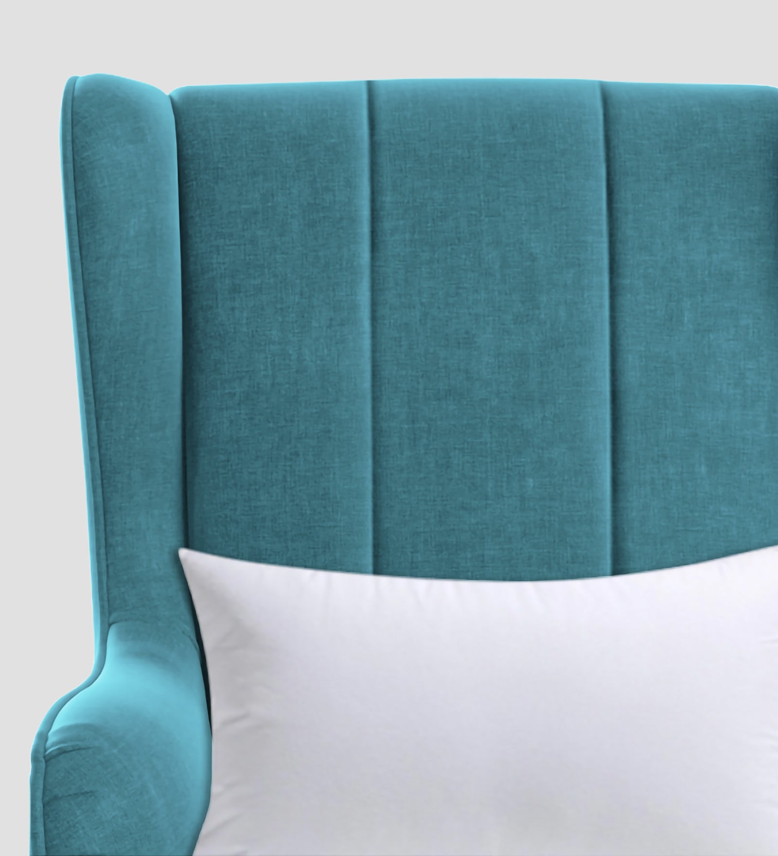 Niya Velvet Wing Chair In Aqua Blue Colour - Febonic Living