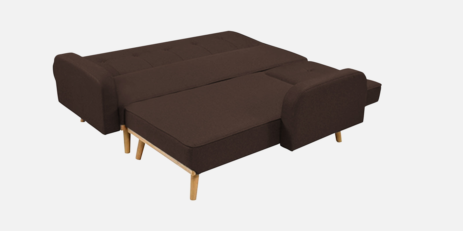 Zuno Fabric RHS Convertible Sofa Cum Bed In Coffee Brown Colour - Febonic Living