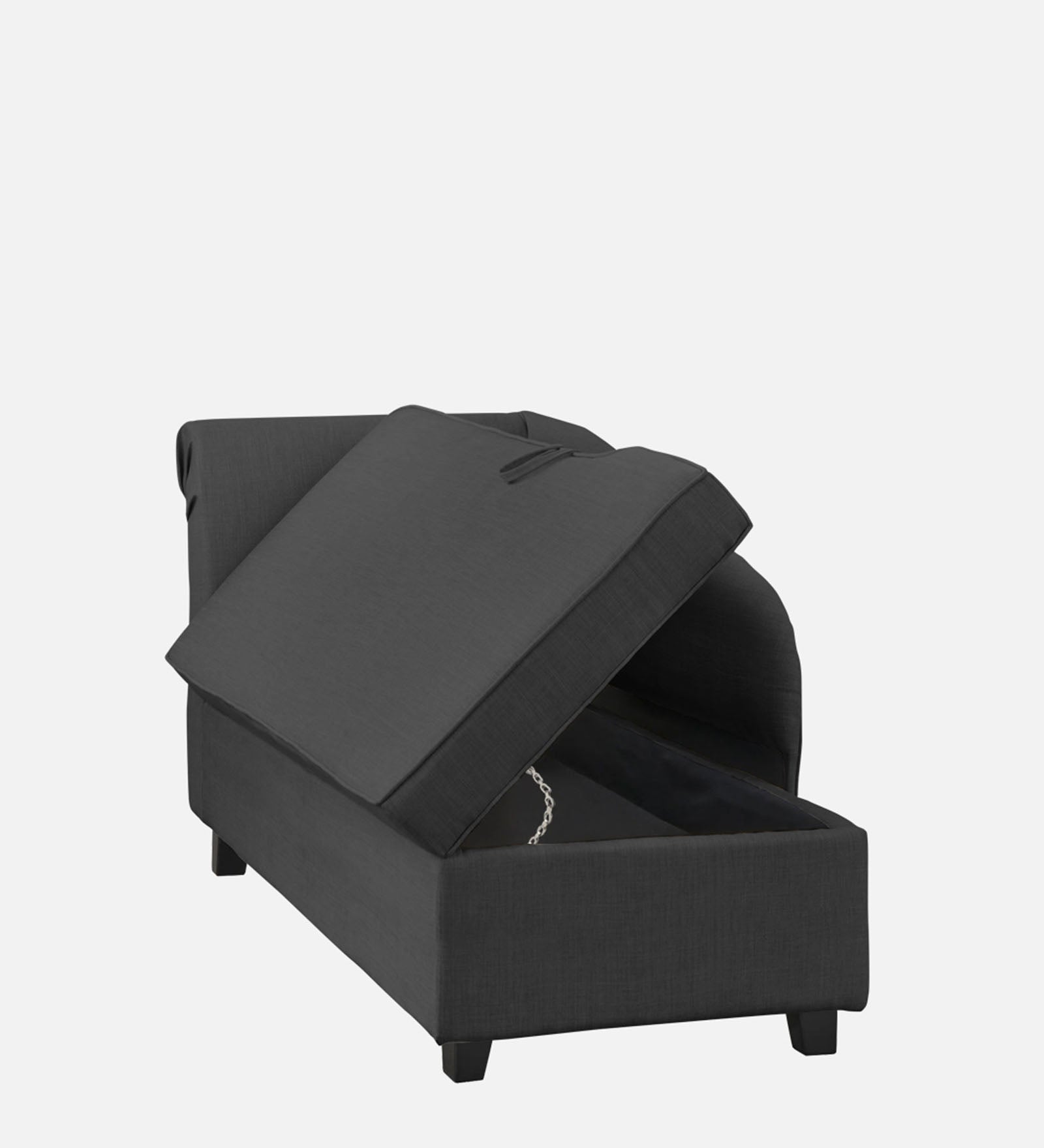 Toppy Fabric RHS Chaise Lounger In Charcoal Grey Colour With Storage - Febonic Living