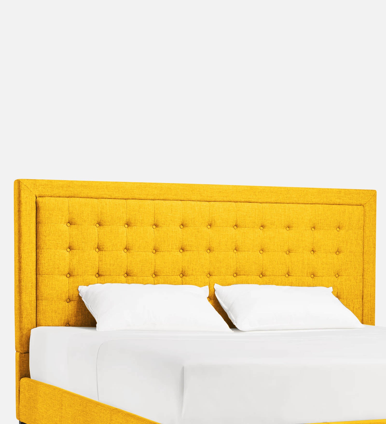 Kaster Fabric King Size Bed In Bold Yellow Colour - Febonic Living