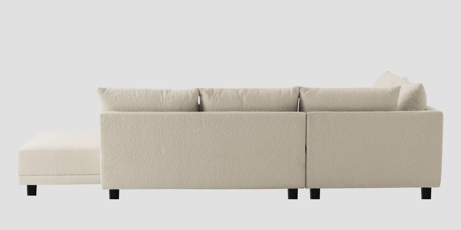 Ira Boucle Fabric RHS 6 Seater Convertible Sofa Cum Bed In Shell White Colour - Febonic Living