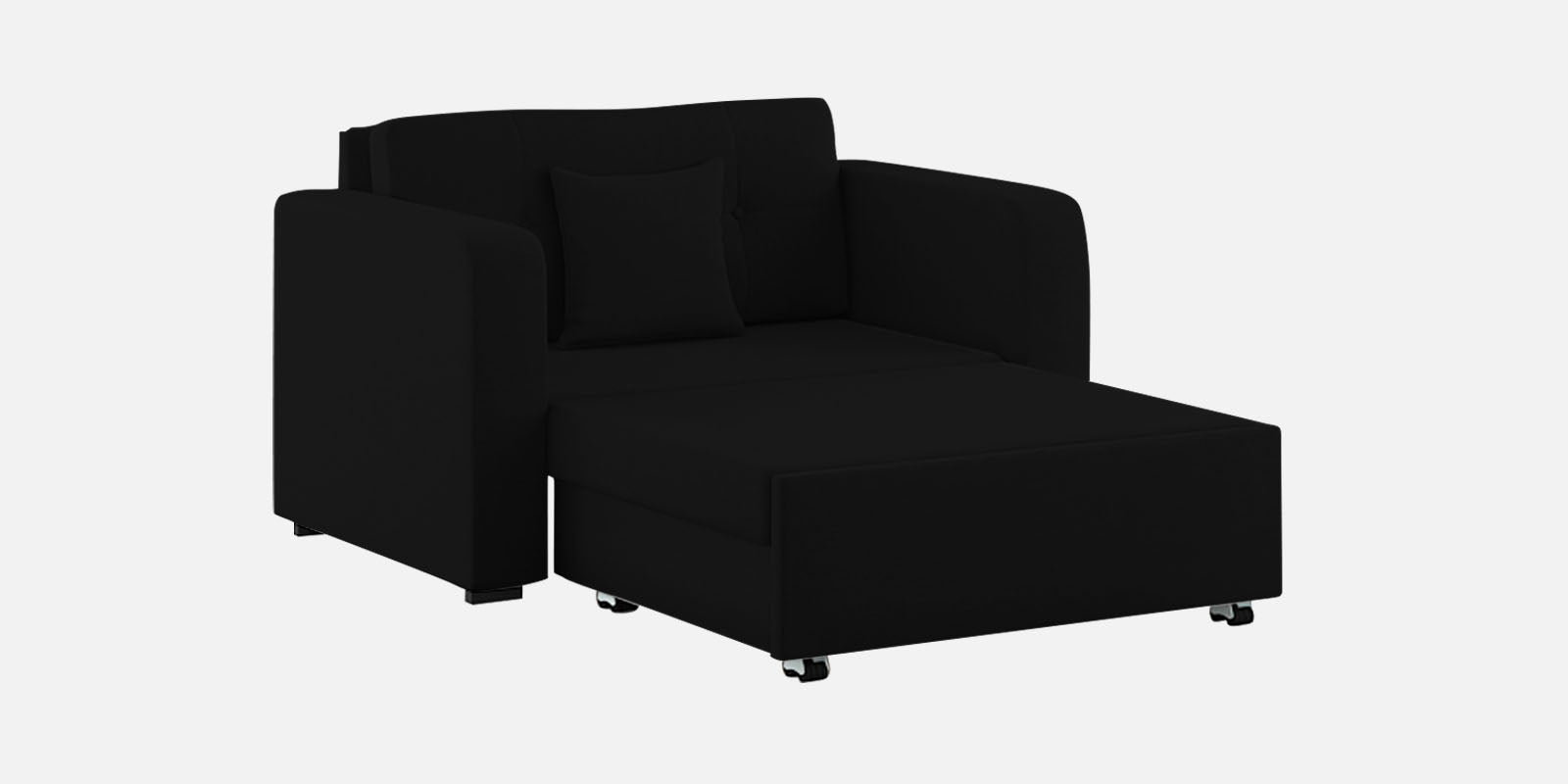 Rocky Fabric 2 Seater Pull Out Sofa Cum Bed In Zed Black Colour With Storage - Febonic Living