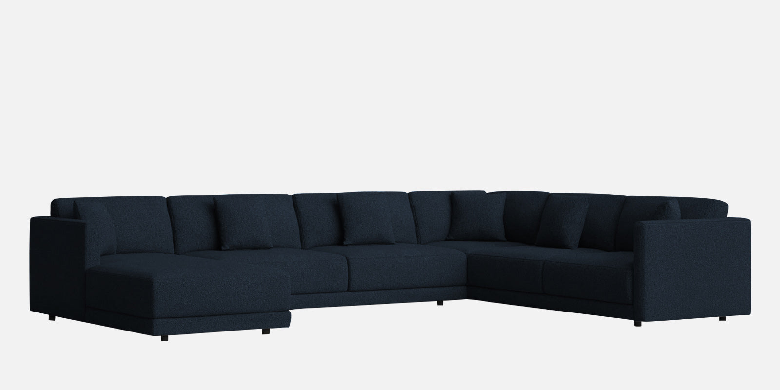Carlin Fabric RHS 8 Seater Sectional Sofa In Denim Blue Colour - Febonic Living