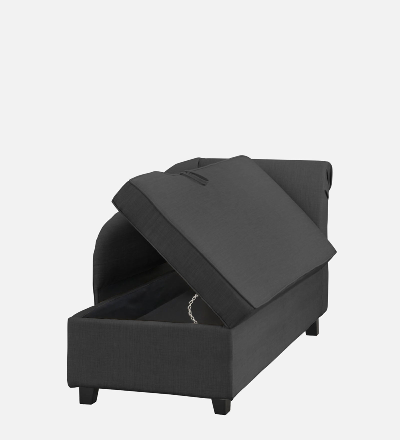 Toppy Fabric LHS Chaise Lounger In Charcoal Grey Colour With Storage - Febonic Living