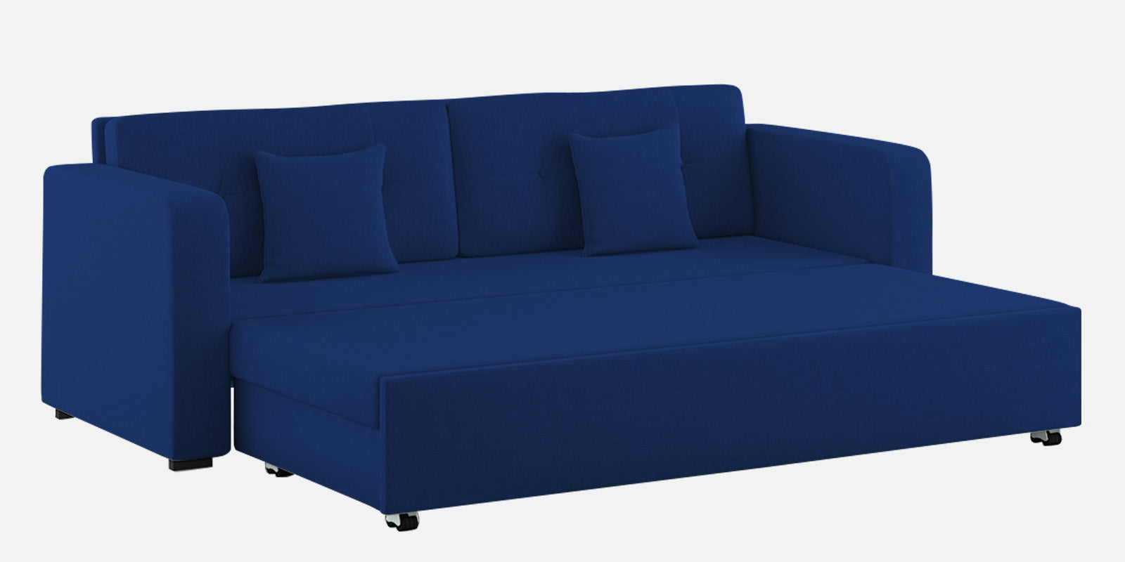 Rocky Fabric 3 Seater Pull Out Sofa Cum Bed In Royal Blue Colour With Storage - Febonic Living