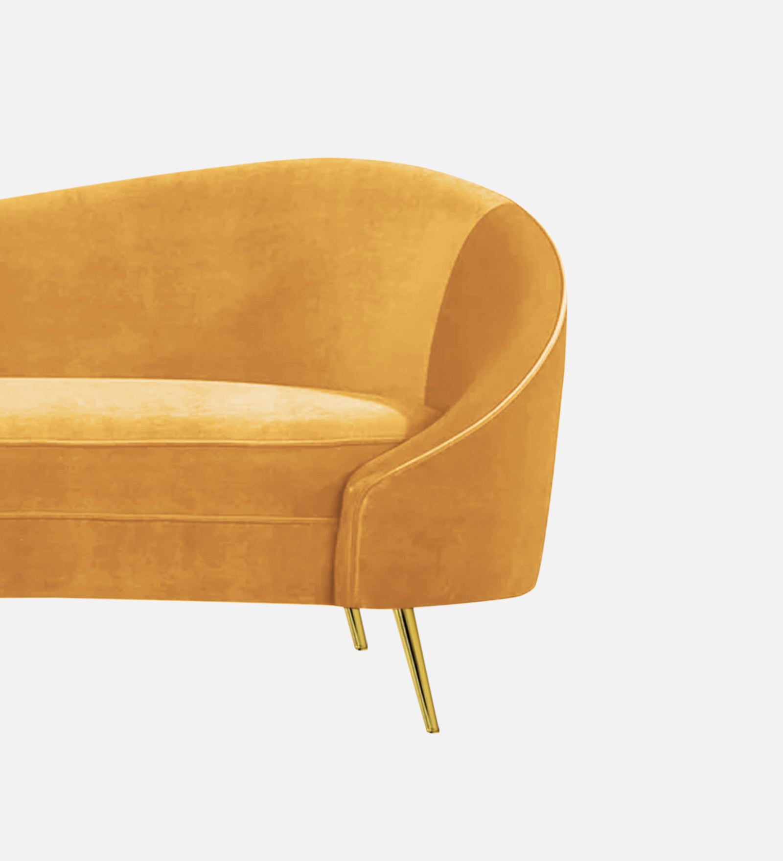 Cely Velvet LHS Chaise Lounger In Turmeric Yellow Colour - Febonic Living
