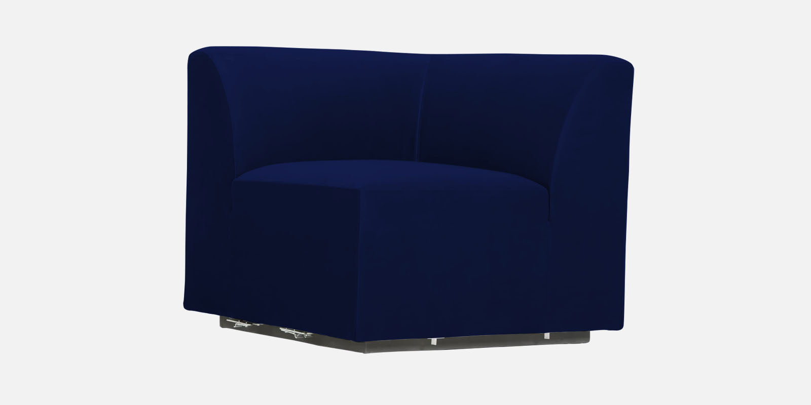 Bufa Velvet LHS Sectional Sofa In Dark Blue Colour With Ottoman - Febonic Living