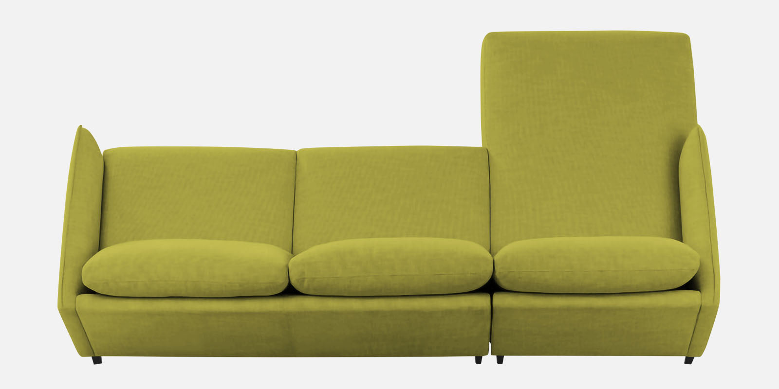 Piku Fabric RHS Sectional Sofa (3+Lounger) In Parrot Green Colour - Febonic Living