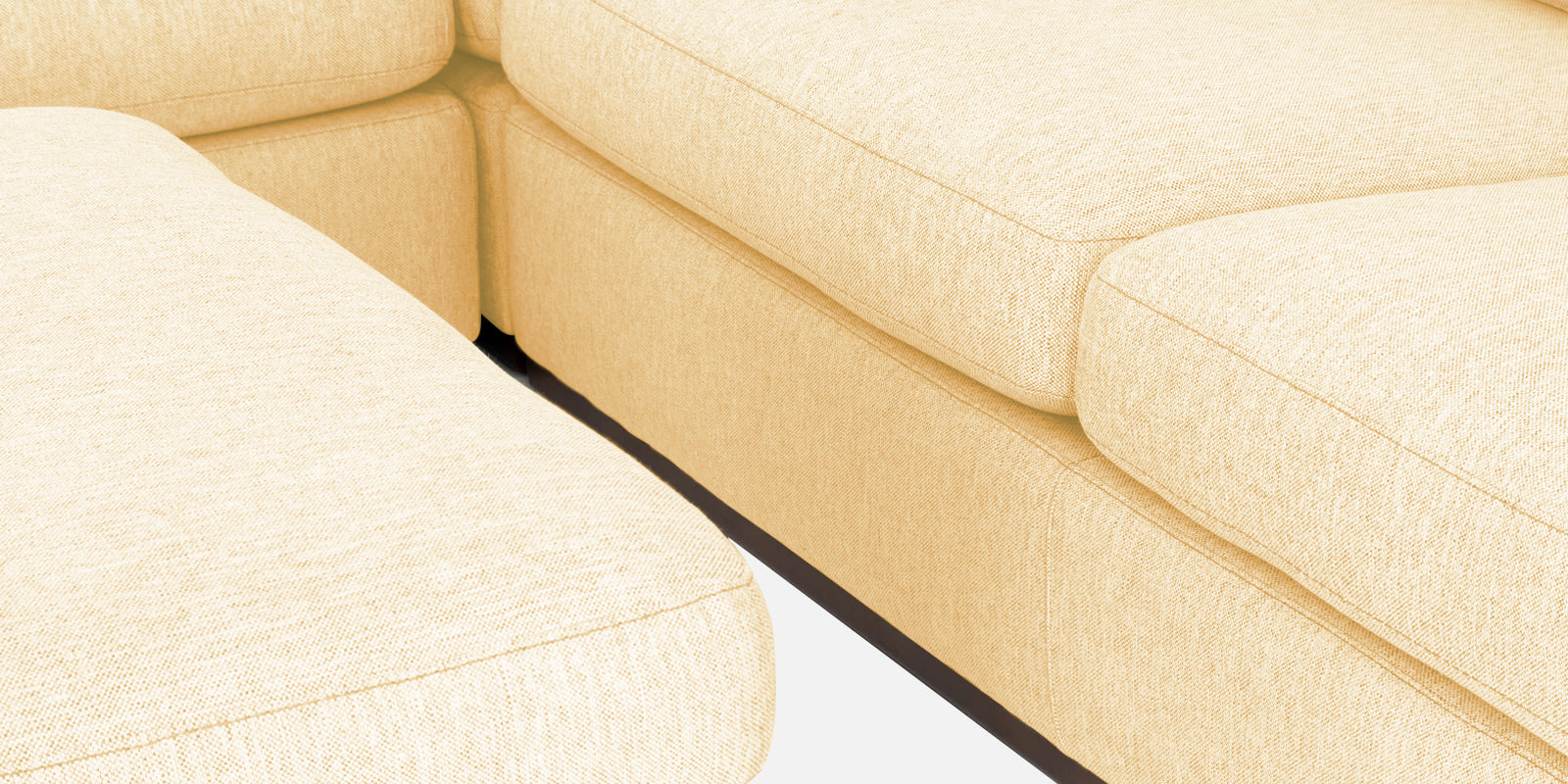 Freedom Velvet 6 Seater RHS Corner Sofa In Sandy Beige Colour With Ottoman - Febonic Living