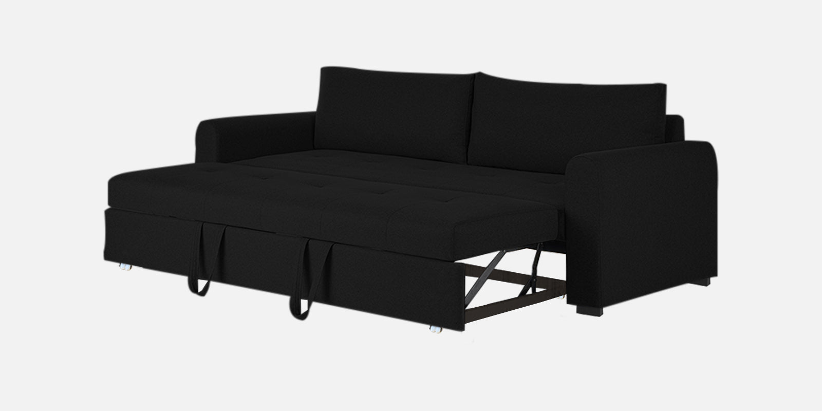 Sigma Fabric 3 Seater Pull Out Sofa Cum Bed In Zed Black Colour - Febonic Living