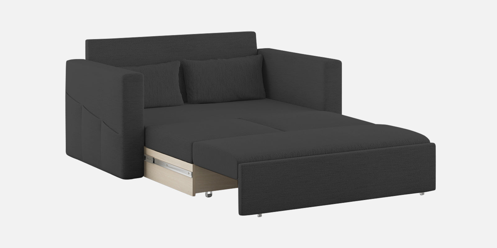 River Fabric 2 Seater Pull Out Sofa Cum Bed In Charcoal Grey Colour - Febonic Living
