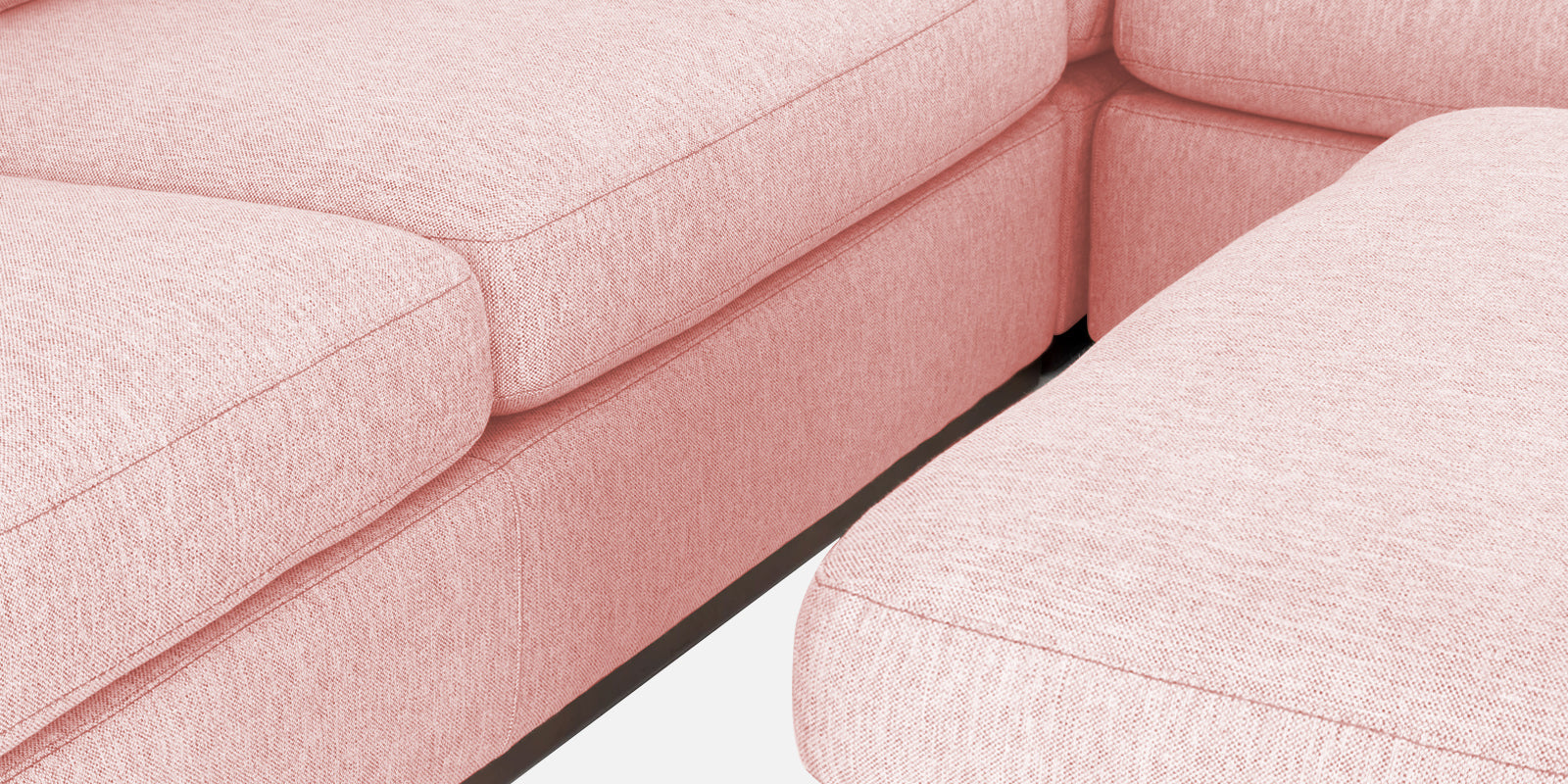 Freedom Velvet 6 Seater LHS Corner Sofa In Millennial Pink Colour With Ottoman - Febonic Living