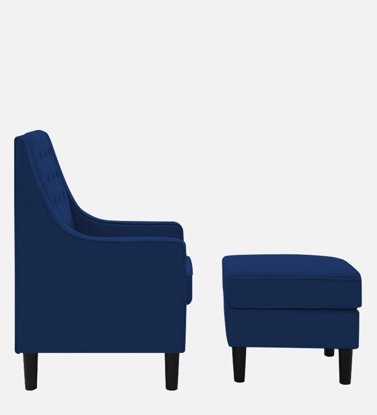 Sona Fabric Barrel Chair With Ottoman In Royal Blue Colour - Febonic Living