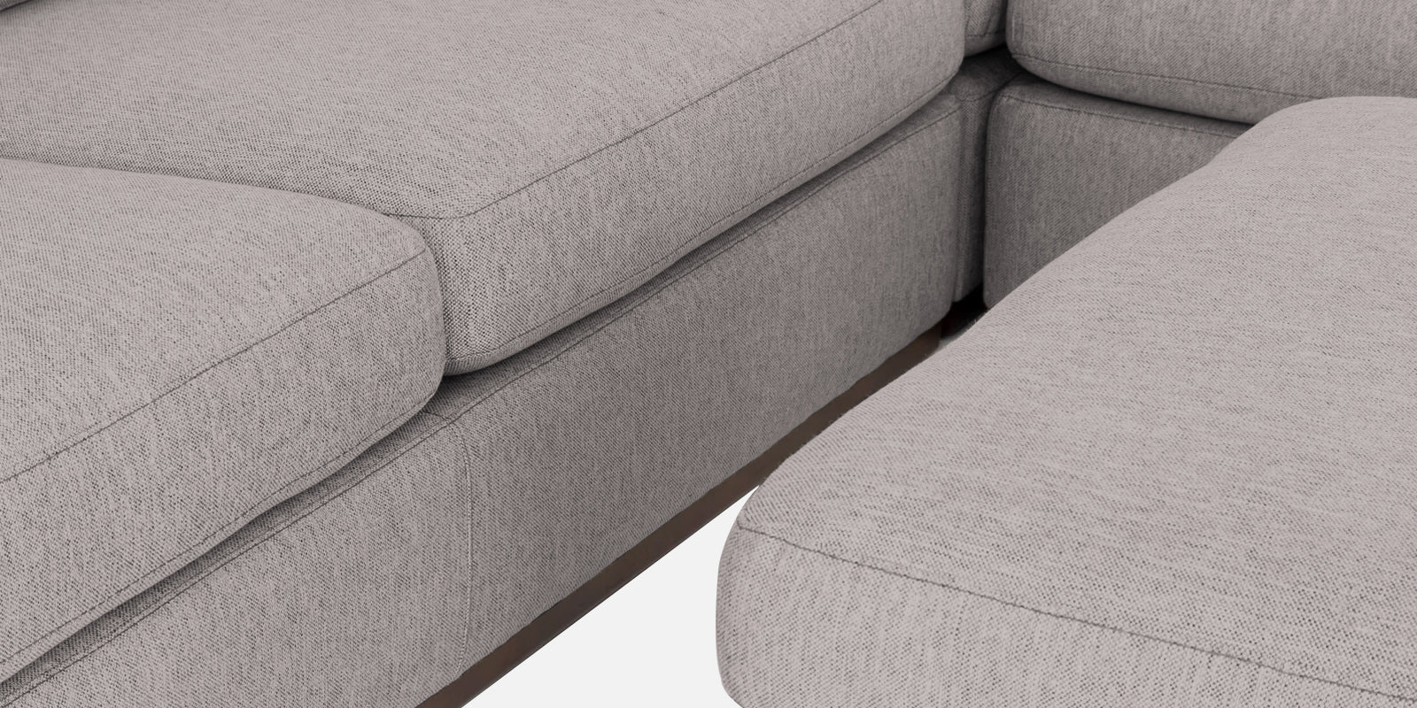 Freedom Velvet 6 Seater LHS Corner Sofa In Pearl Grey Colour With Ottoman - Febonic Living