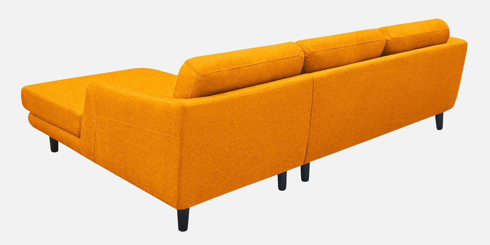 Natasha Velvet LHS Sectional Sofa (3+Lounger) In Saffron Yellow Colour - Febonic Living
