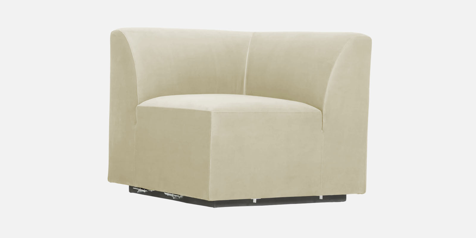 Bufa Velvet LHS Sectional Sofa In Warm White Colour With Ottoman - Febonic Living