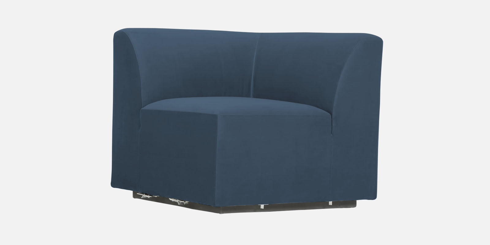Bufa Velvet LHS Sectional Sofa In Oxford Blue Colour With Ottoman - Febonic Living